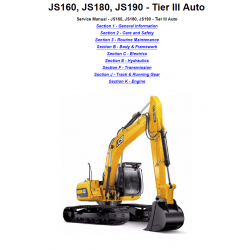 JCB instrukcje napraw + schematy + DTR: JCB Koparki ​​​​​​​ JS160 - JS180 - JS190 Tier III Auto instrukcja naprawy